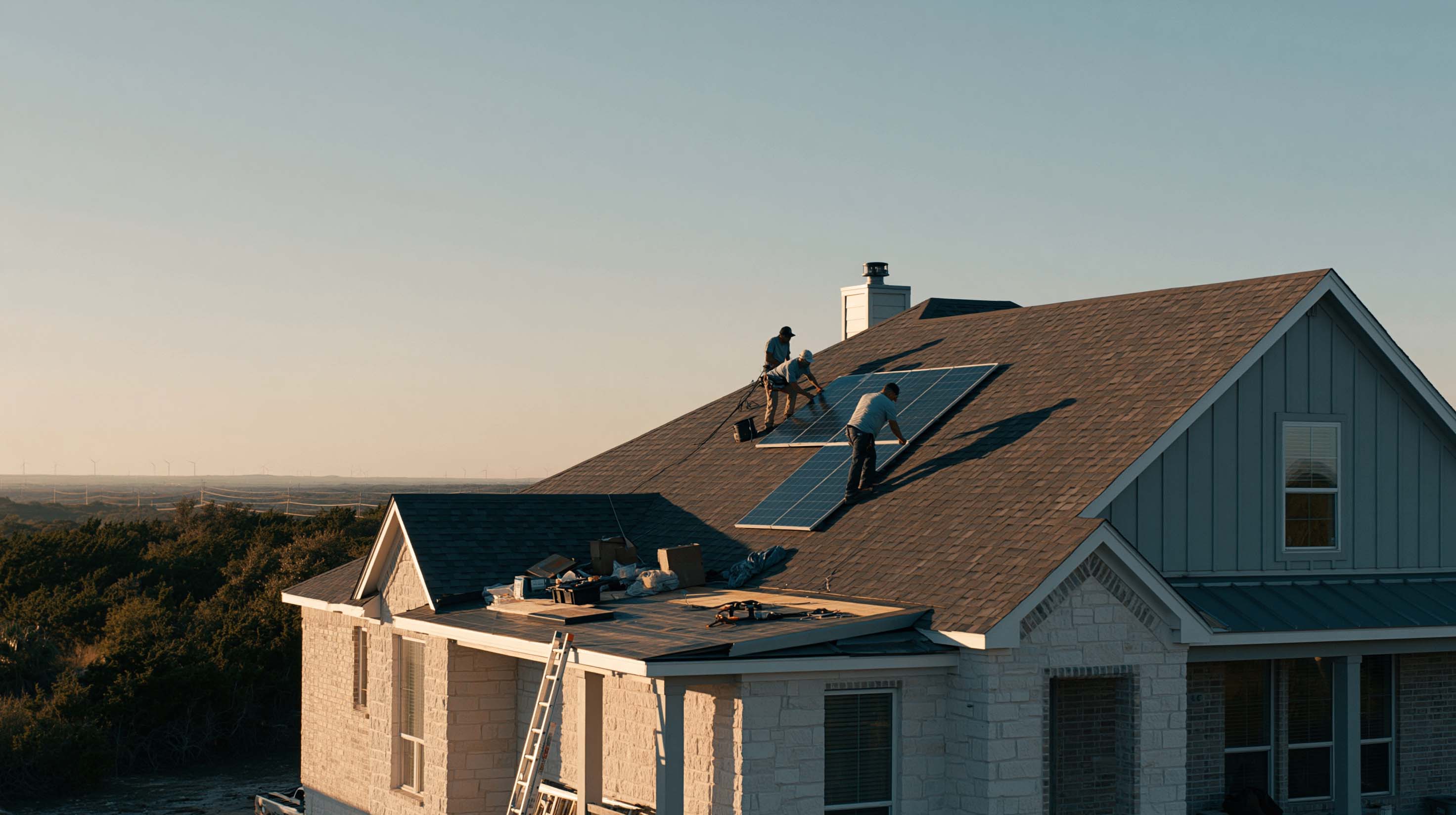Solar panel removal and reinstall on a Texas residential roof by DetachNReset crew